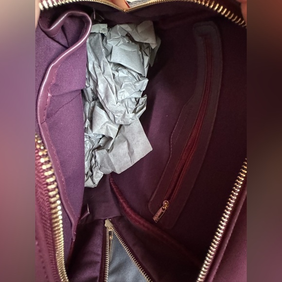 Badgley Mischka Burgundy Quilted Backpack with Gold Hardware NWT main image 7